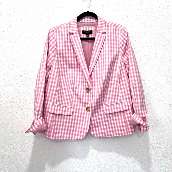 Talbots Pink Gingham Blazer Classic Notched Lapels 16WP NWOT - Picture 1 of 10